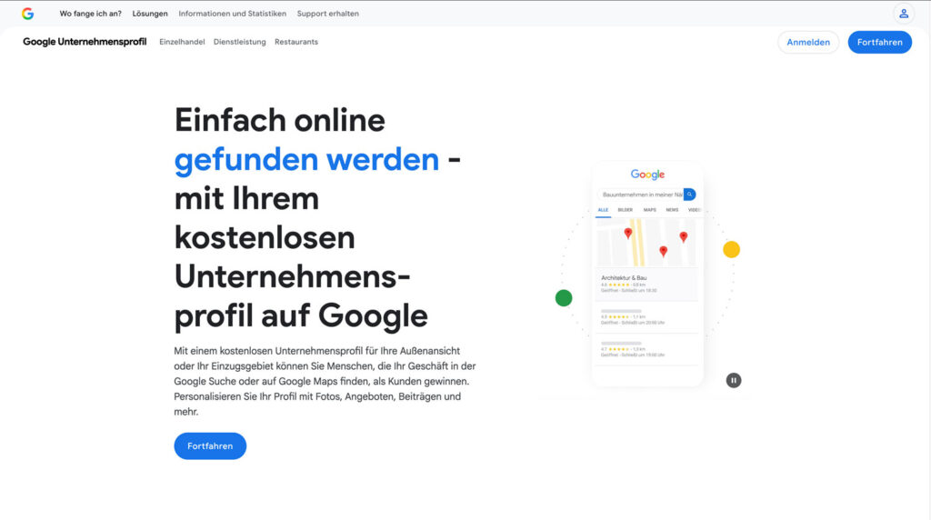 Google My Business einrichten - Start